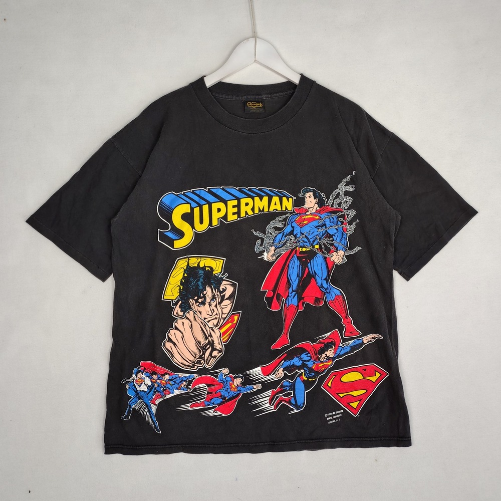 Vintage 1994 Superman DC Comics T-Shirt Changes All Over Print XL Made in USA